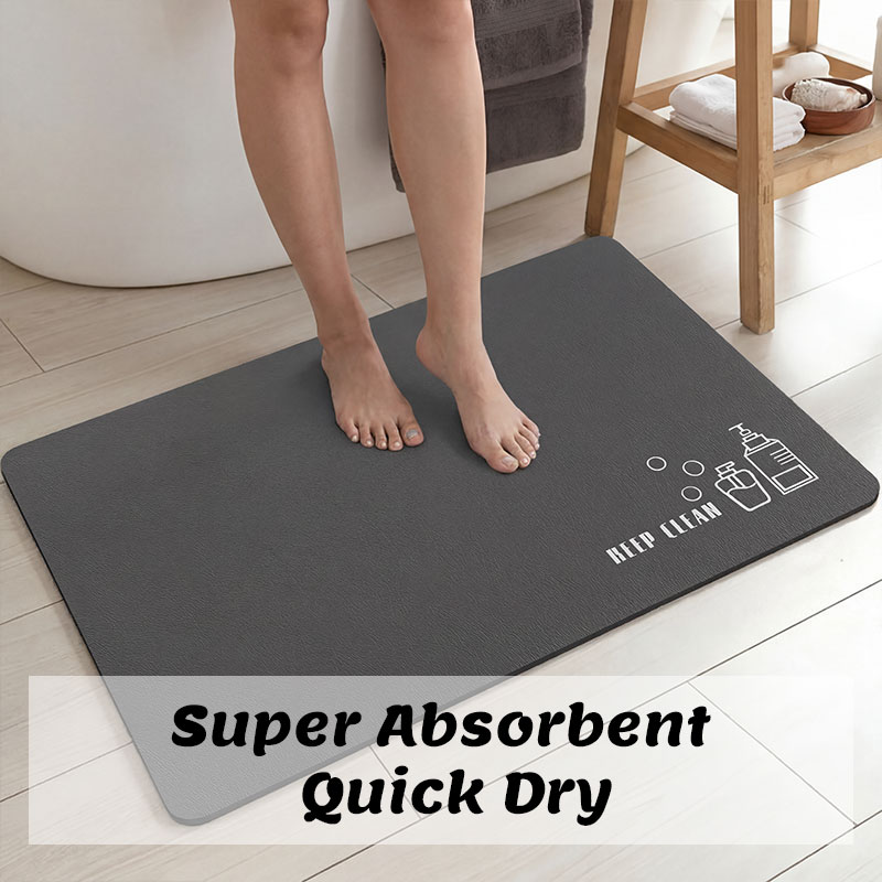 Bamboo Bath Mat - سجادة حمام من الدياتومايت، ماصة للماء،